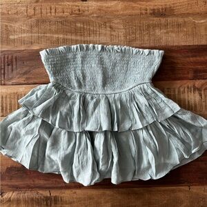 Blu Pepper Sage Green Ruffled Mini Skirt